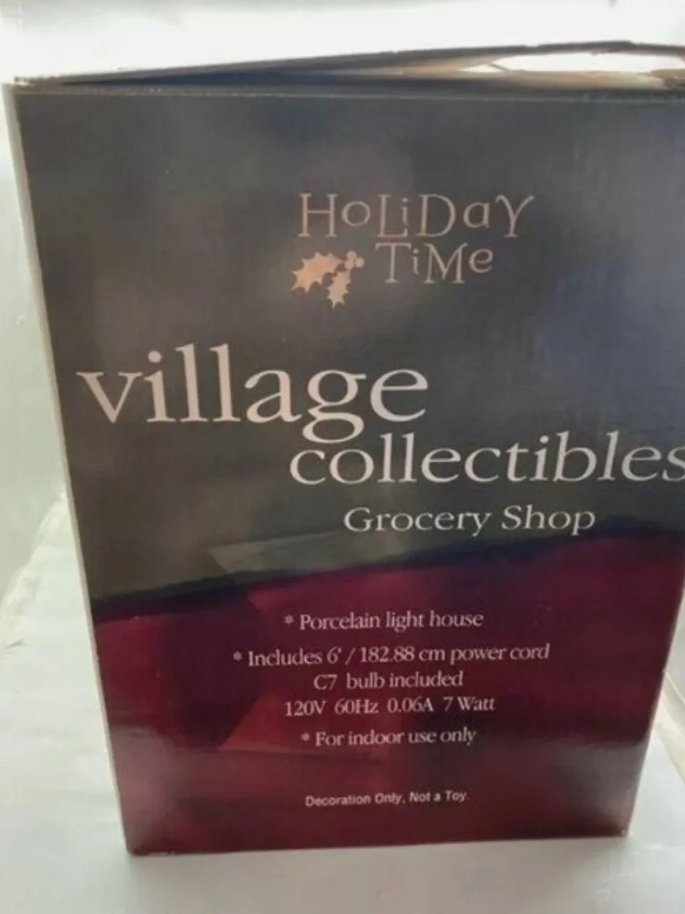 Holiday Time Village Collectibles Porcelain Light-Up Grocery Shop For Indoor Use